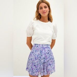 BANANA REPUBLIC Pleated Cross Chiffon Mini Skirt Floral 14